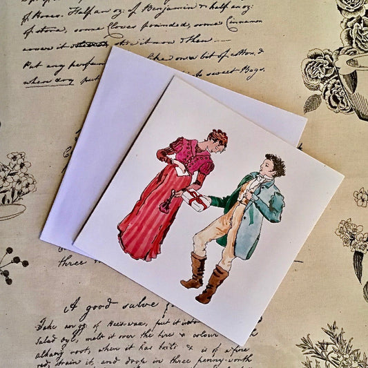 Jane Austen's EMMA Hand Painted Christmas Card